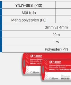 Báo giá màng chống thấm khò nóng YNJY-I 4mm (SBS) và Quy cách Đóng gói